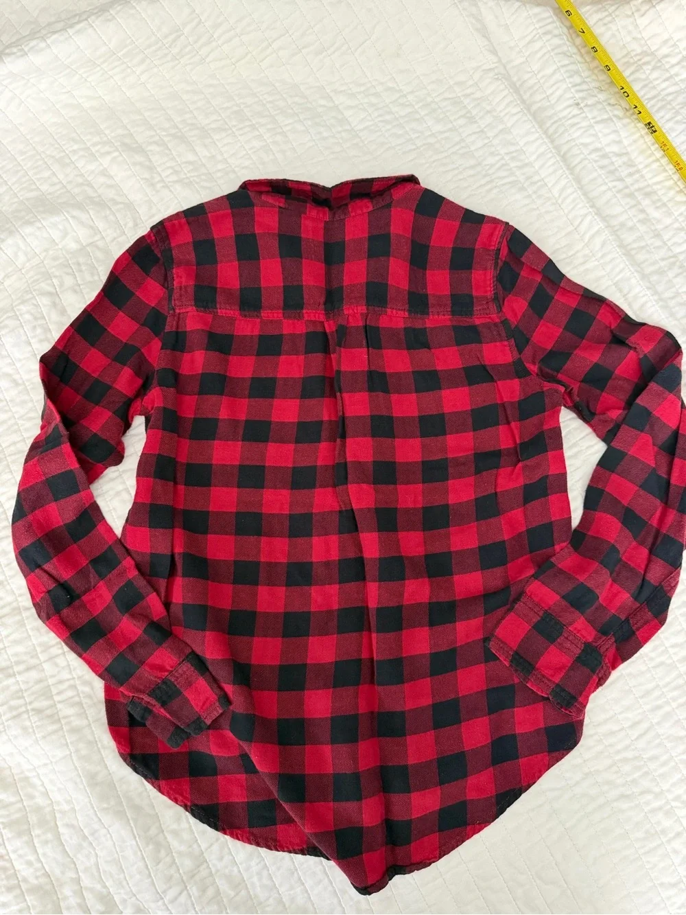 Abercrombie & Fitch Red and Black Buffalo Plaid Button-Down Top